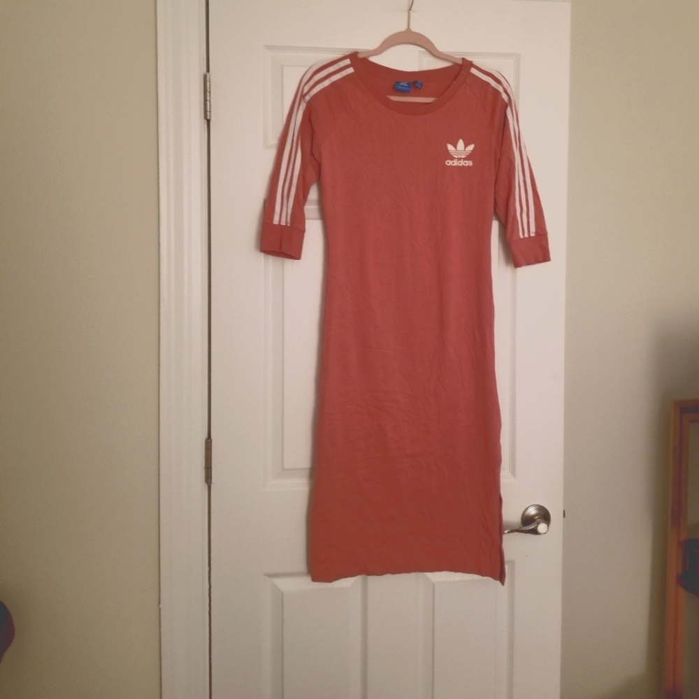 Adidas Dress Coral Peach White 3 Stripes